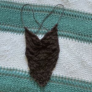 Cropped brown string top